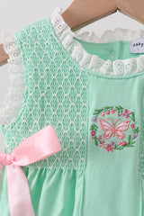 Green Butterfly Smocked Lace Bubble