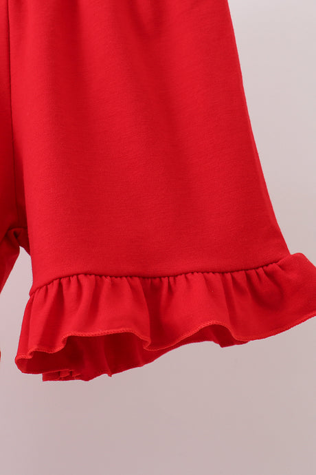 Red ABC Embroidered Plaid Set