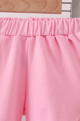 Pink Floral Ruffle Shorts Set