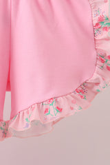 Pink Floral Ruffle Shorts Set