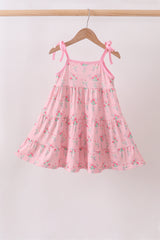 Pink Floral Tiered Dress