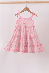 Pink Floral Tiered Dress