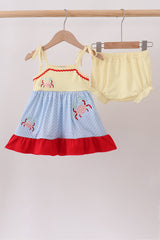 Blue Crab Applique Bloomer Set