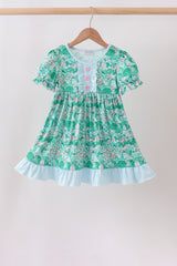 Green house floral Ruffle Dress