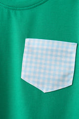 Green pocket grid shorts set