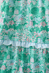 Green house floral Smocked Tiered Mom Dress