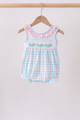 Pink Crocodile Smocked Gingham Bubble