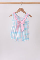 Pink Crocodile Smocked Gingham Bubble
