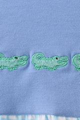 Blue Crocodile Embroidered Bubble