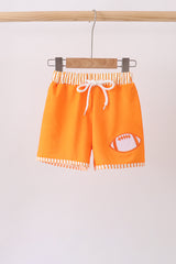 Orange Football Swim Trunks