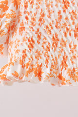 Orange Floral Smocked 2PC Ruffle Swimsuit