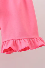Pink Apple Smocked Ruffle Shorts Set