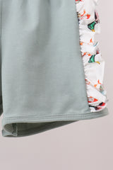 Sage Mallard French Knot Ruffle Shorts Set