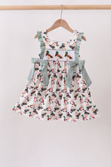 Sage Mallard French Knot Ruffle Dress
