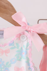 Pink Floral Bow Print Bloomer Set