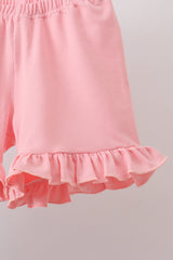 Green Floral Smocked Ruffle Shorts Set