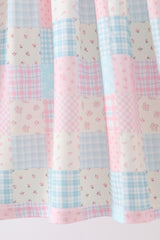 Checkered Floral Smocked Dress