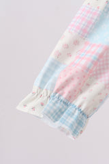 Checkered Floral Smocked Dress