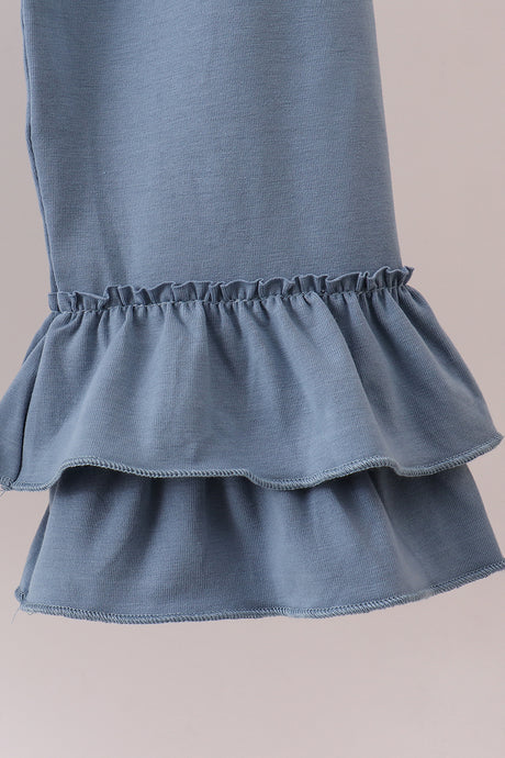 Blue Apple Crayon French Knot Ruffle Pants Set
