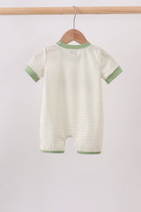 Monster truck embroidery stripe romper