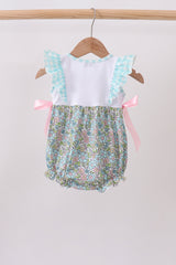 Mint Chicken Applique Ruffle Bubble