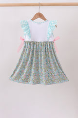 Mint Chicken Applique Ruffle Dress