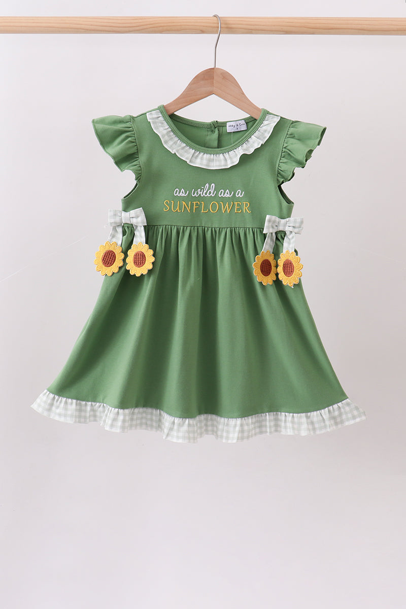 green sunflower dress Applique Ruffle – Honeydew USA Wrap dress