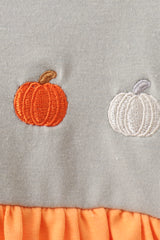 Orange Pumpkin Embroidery Ruffle Bloomer Set