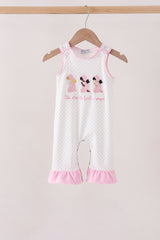 Pink Prayer Embroidery Ruffle Romper