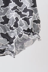 Grey Camouflage Bow Embroidery Ruffle Bubble