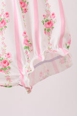 Pink Pumpkin Embroidery Floral Ruffle Bubble