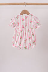 Pink Pumpkin Embroidery Floral Ruffle Bubble