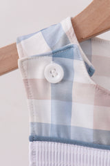 Blue Pumpkin Embroidery Gingham Bubble