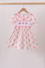 Pink Pumpkin Embroidery Ruffle Dress