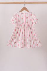 Pink Pumpkin Embroidery Ruffle Dress