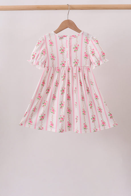 Pink Pumpkin Embroidery Ruffle Dress