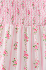 Pink Pumpkin Floral Smocked Mom Dress