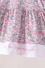 Pink Floral Embroidery Bloomer Set