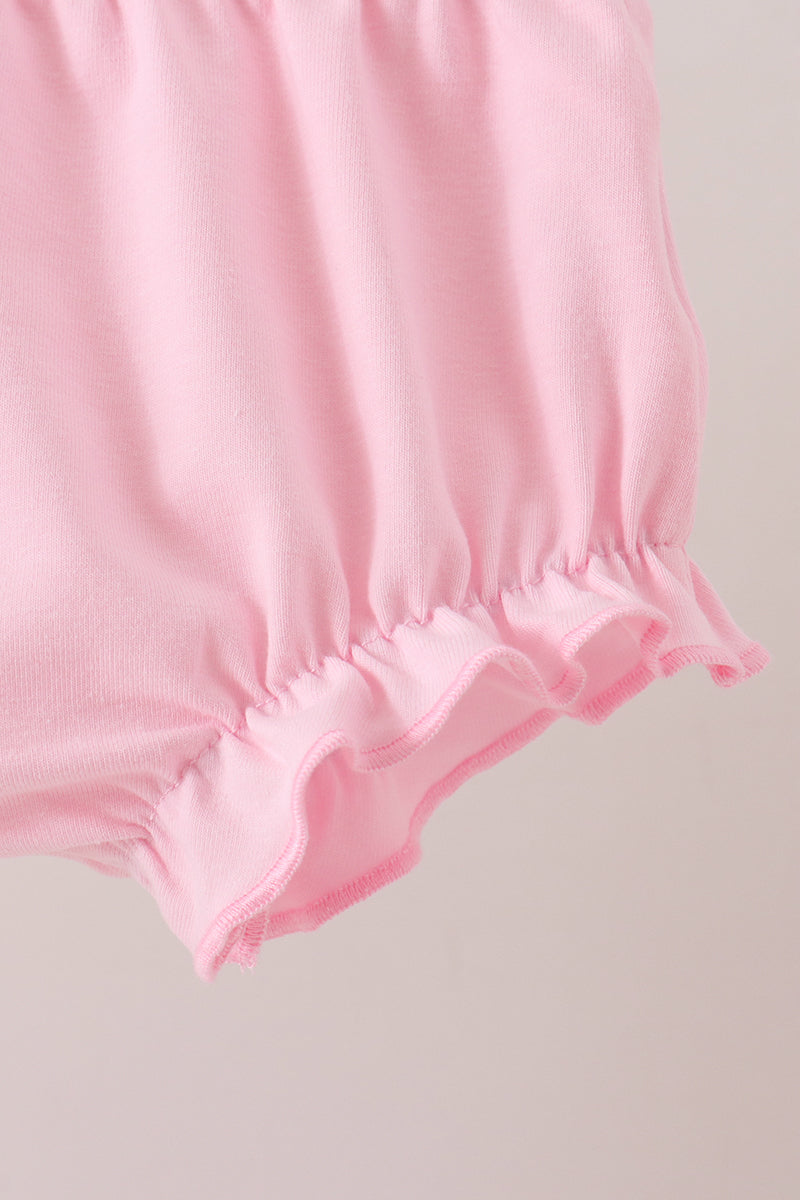 Pink Floral Embroidery Bloomer Set