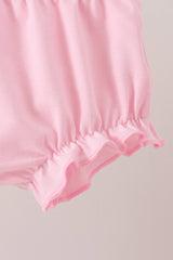Pink Floral Embroidery Bloomer Set