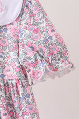 Pink Floral Embroidery Ruffle Dress