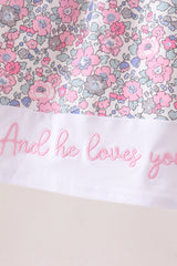 Pink Floral Embroidery Ruffle Dress