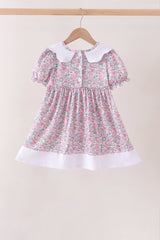 Pink Floral Embroidery Ruffle Dress