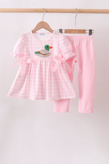 Pink Mallard Applique Pants Set