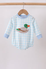 Blue Mallard Applique Gingham Bubble