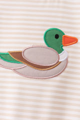 Brown Stripe Mallard Applique Romper