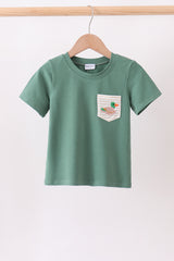 Green Mallard Embroidery Pocket Top