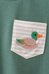 Green Mallard Embroidery Pocket Top