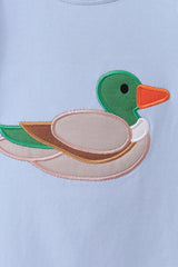 Blue Mallard Applique Gingham Pants Set