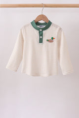 Brown Stripe Mallard Embroidery Top